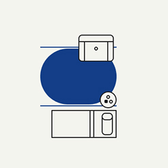 A simple line drawing of a sink and counter layout.