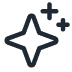 A simple line icon of a sparkling four-pointed star.