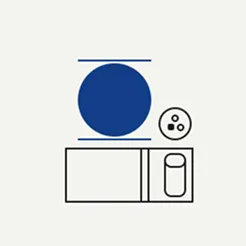 Abstract geometric shapes and lines in blue and black.
