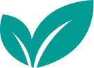 Teal leaf icon with two leaves pointing upwards.