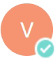 Orange circle with letter 'V' and a checkmark.