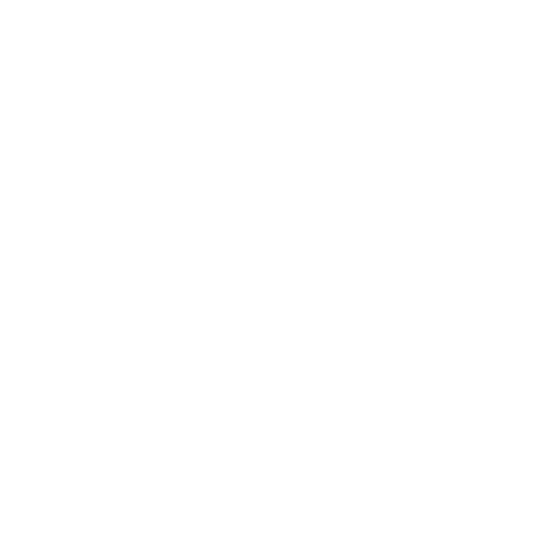 A white line drawing icon of the human large intestine on a black background.