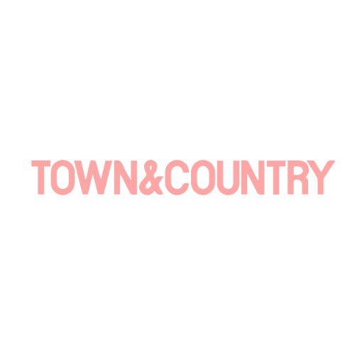 Pink text 'TOWN & COUNTRY' on a white background.