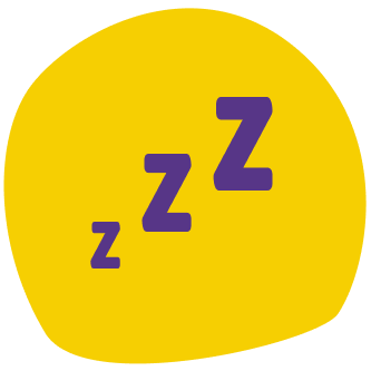 A yellow blob icon with three purple letter Z's of increasing size.