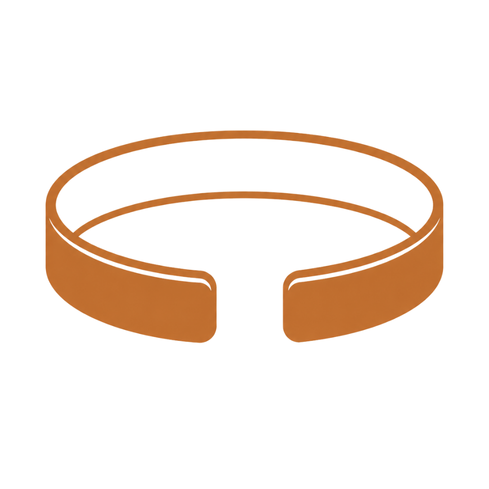 A simple graphic icon of a brown cuff bracelet.
