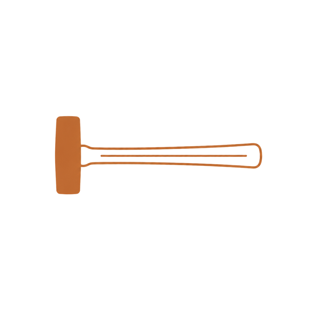 A brown mallet on a white background.