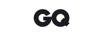 The black GQ logo on a white background.