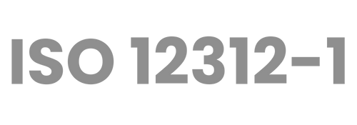 Text 'ISO 12312-1' in gray on a white background.