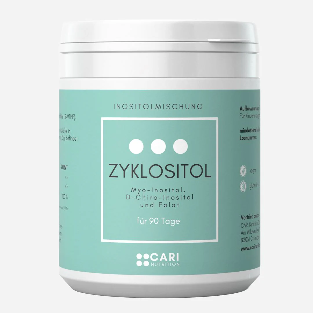 A container labeled 'Zyklositol' with nutritional and brand information in German.