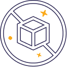 Illustration of a cube inside a circle with stars, on a black background.