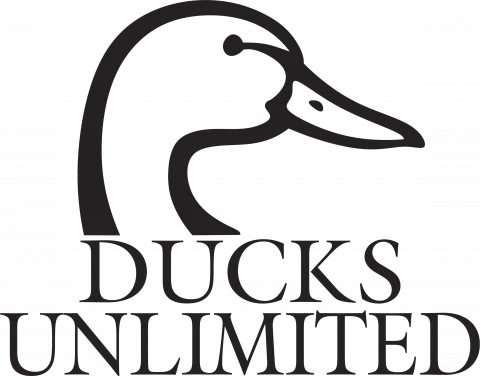 Logo with a duck silhouette and text 'Ducks Unlimited'.