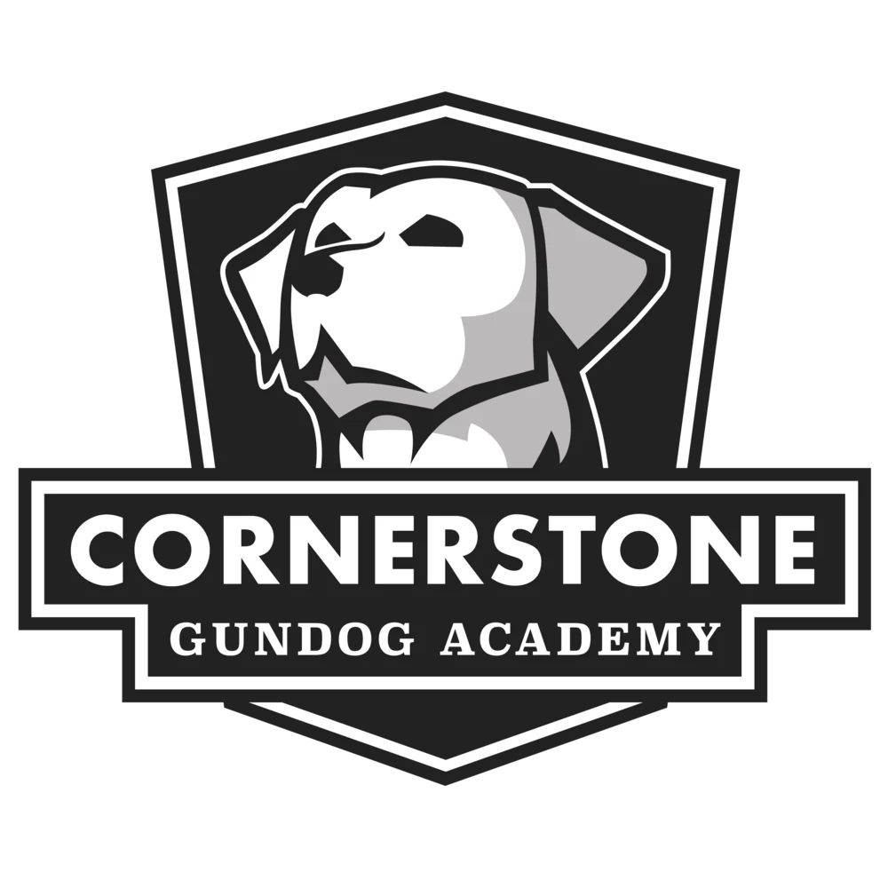 Logo of Cornerstone Gundog Academy with a stylized dog illustration.
