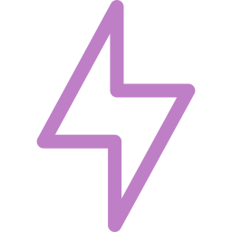 A simple, light purple icon of a lightning bolt.