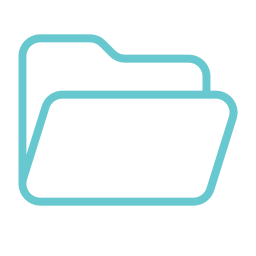 A light blue, stylized icon of a file folder on a black background.