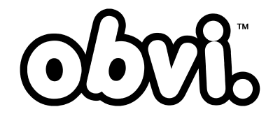 The Obvi logo in a stylized black and white bubble font.