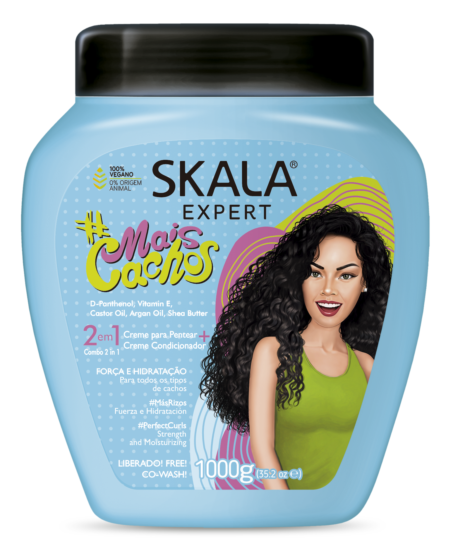 Skala Expert Abacate hair product container with avocado illustrations.