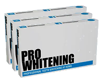 Three boxes labeled 'Pro Whitening' for teeth whitening at home.
