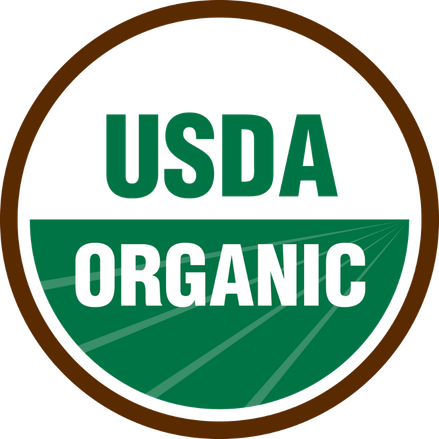 The official USDA Organic seal, a circular logo with green, white, and brown text and graphics.