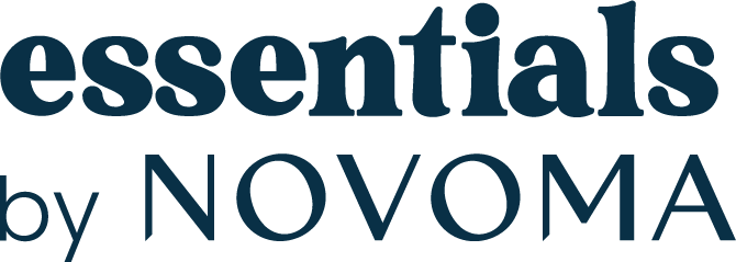 'Essentials by NOVOMA' logo in dark blue text.