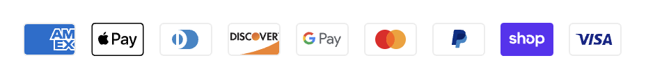 Various payment method logos including Amex, Apple Pay, and Visa.