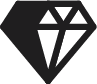 Black and white diamond icon with geometric facets.