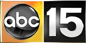 ABC 15 logo with bold text and gradient background.