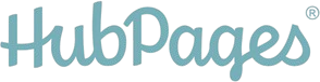 'HubPages logo in light teal font on a transparent background.'