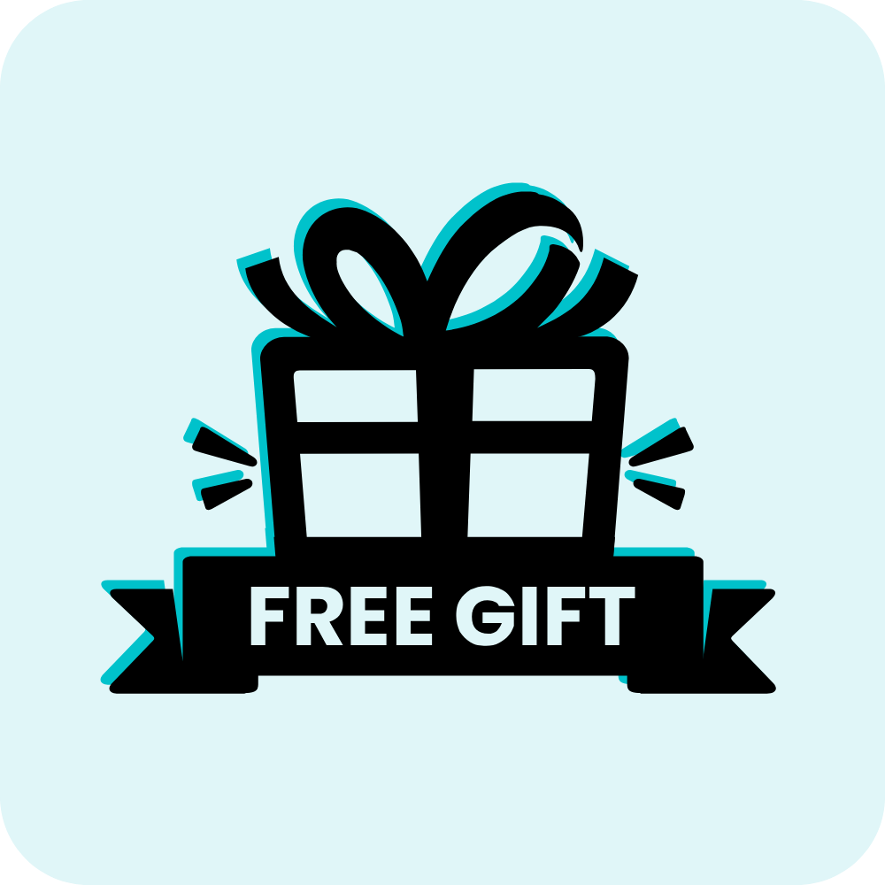 A graphic icon of a gift box with a banner underneath that reads 'FREE GIFT'.