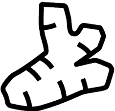 Simple line drawing of a shoe.