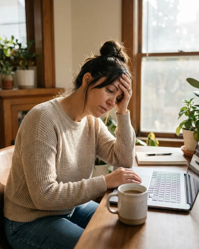 Woman slumped at her desk in the afternoon, exhausted
