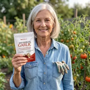 Resilia customer holding the Aged Garlic pouch