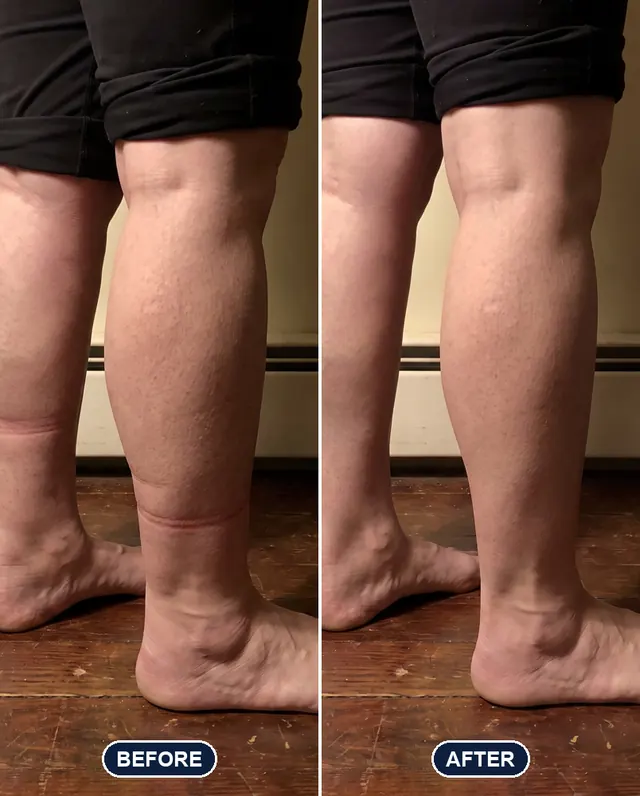 Swollen legs before and after