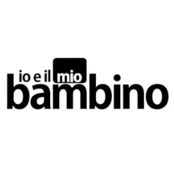 Black and white logo with the text 'io e il mio bambino'.