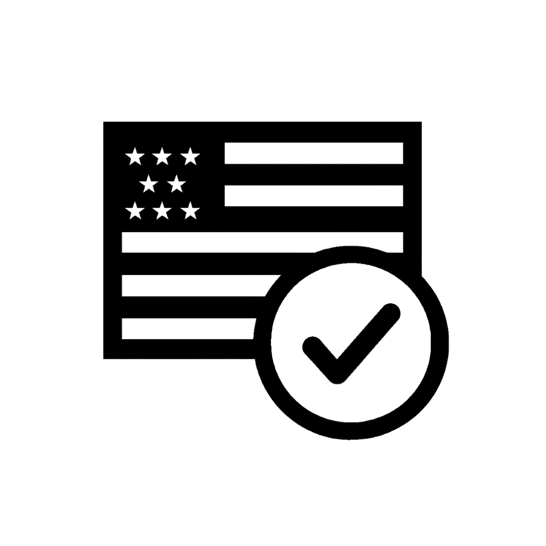 Black and white icon of a checklist with stars and a checkmark.
