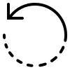 A circular arrow icon, with a solid upper curve ending in an arrow and a dashed lower curve.