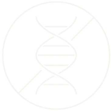 Pixelated DNA helix inside a circle on a black background.