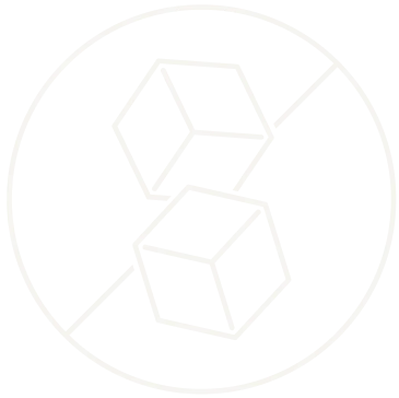 Pixelated image of a circle with two cubes and a diagonal line.