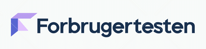 Logo with the text 'Forbrugertesten' and a geometric purple design.