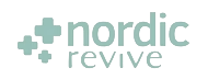 Logo with the text 'nordic revive' and plus symbols.