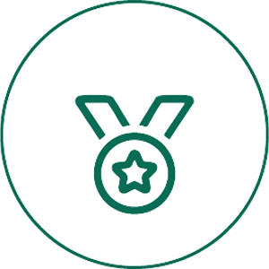 Outline of a medal with a star inside a circle.