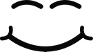 Simplistic black smiley face with closed eyes and wide smile.