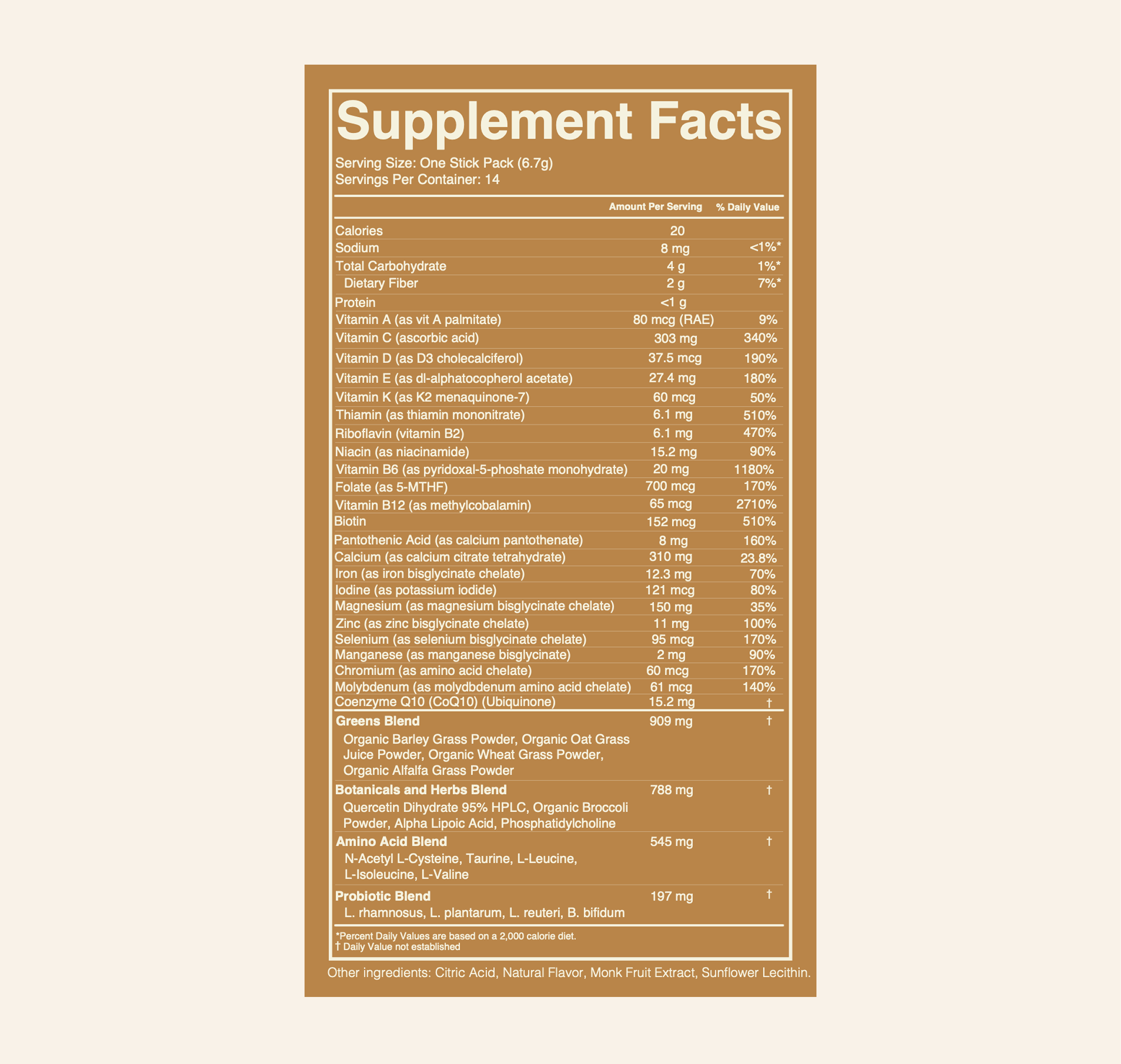 A close-up image of a 'Supplement Facts' nutritional information label for a dietary product.