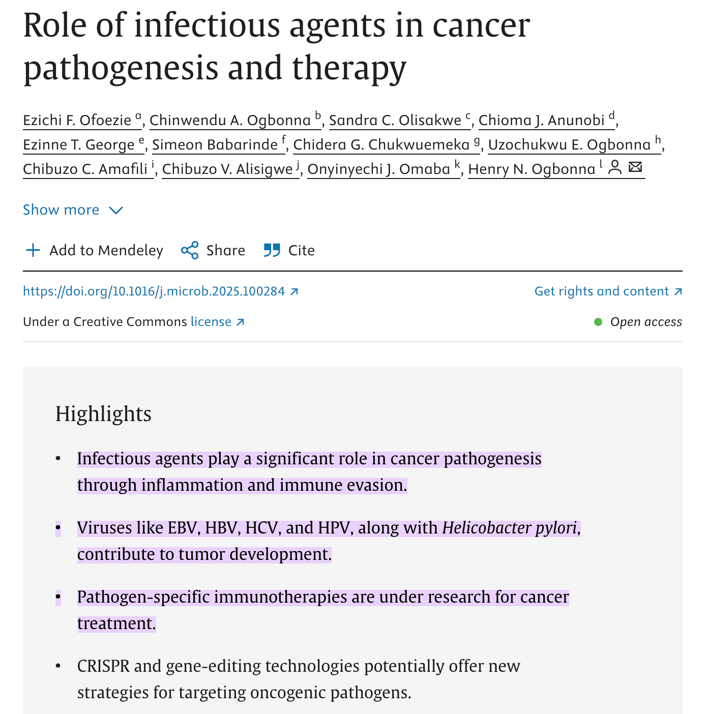 Role of infectious agents in cancer pathogenesis and therapy — research paper