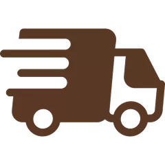 Silhouette of a delivery truck with motion lines.