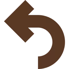 Brown curved left arrow icon on a white background.