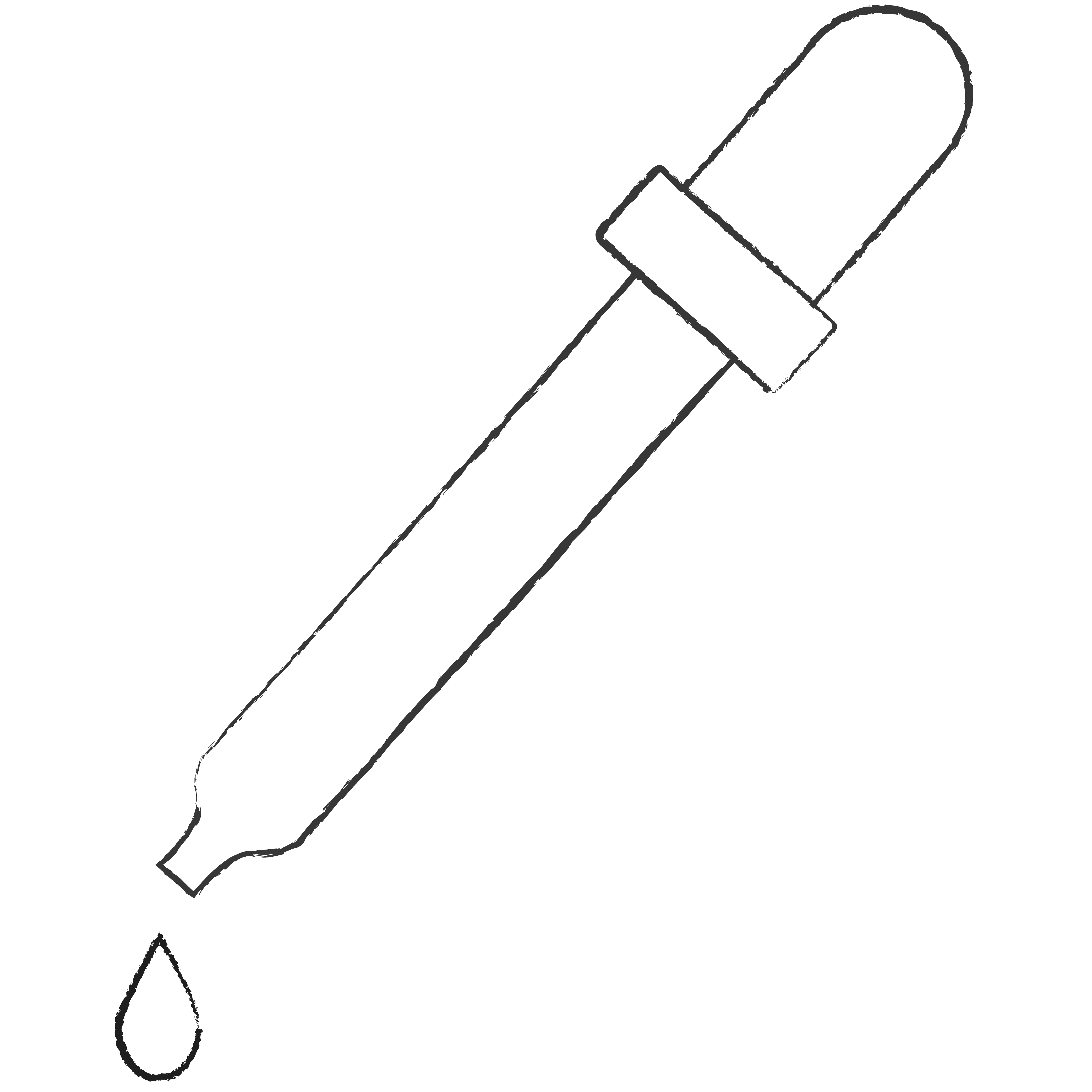 Outline of a dropper with a droplet at the tip.