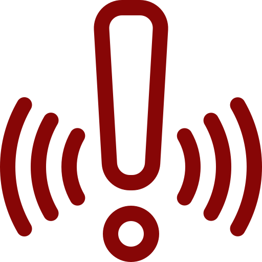 Red exclamation mark with radiating lines, indicating an alert or warning.