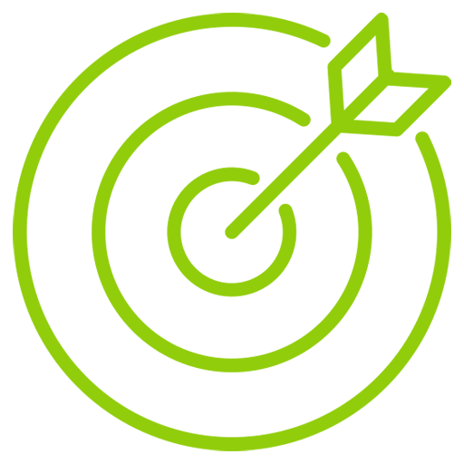 Green target with an arrow hitting the bullseye.