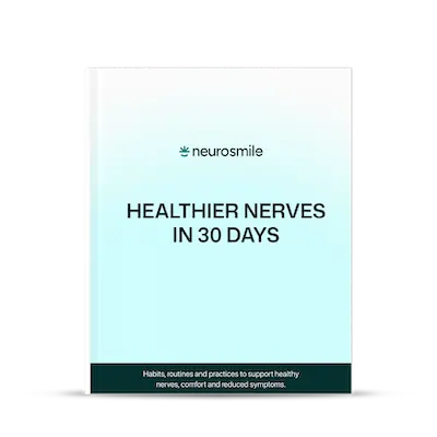 The cover of the neurosmile e-book titled 'Healthier Nerves in 30 Days' against a white background.