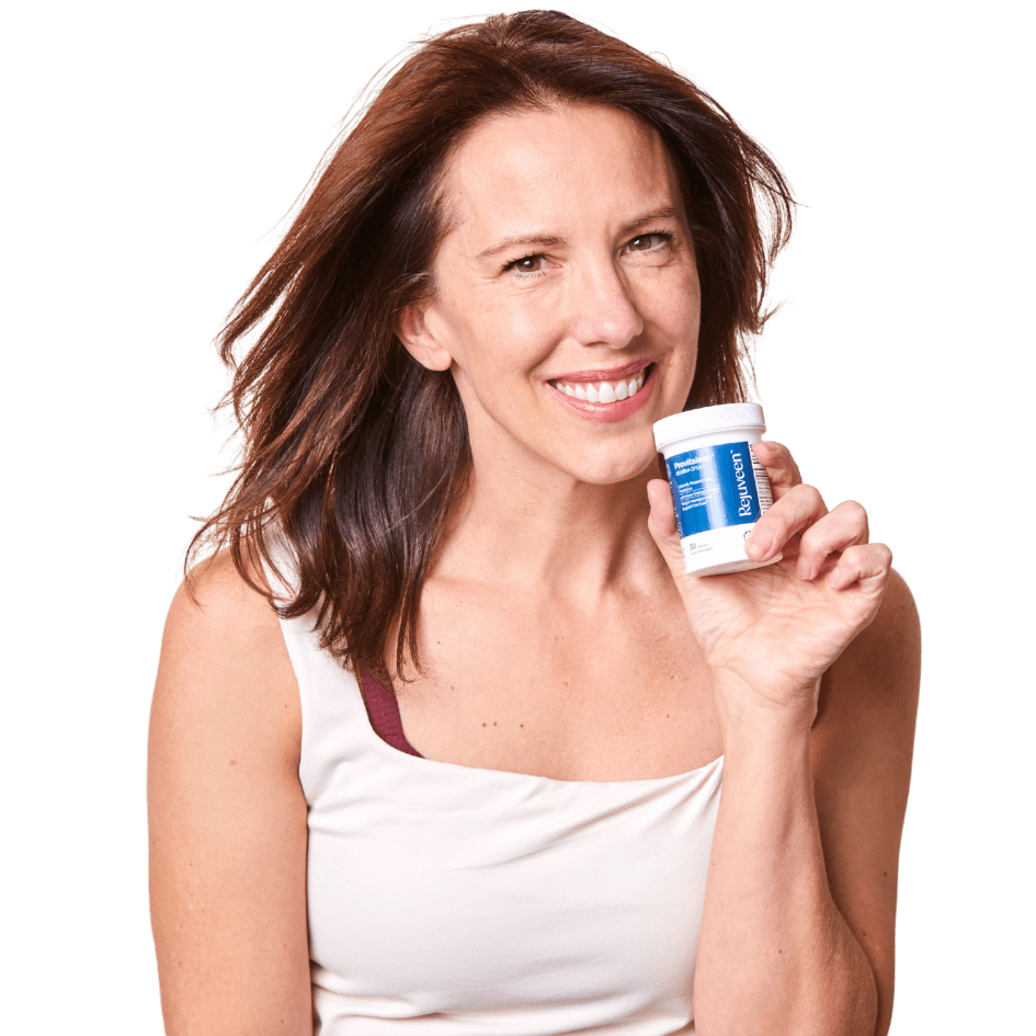 Supplement bottle on a fork with text about weight management benefits.